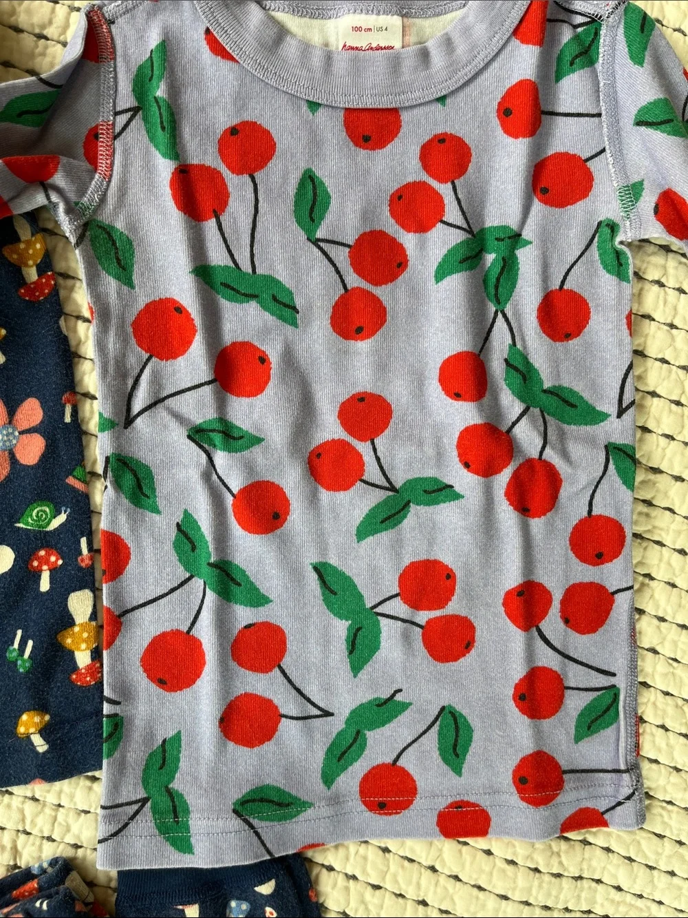 Hanna Andersson Navy Floral & Lavender Cherry Kids Pajama Set Bundle